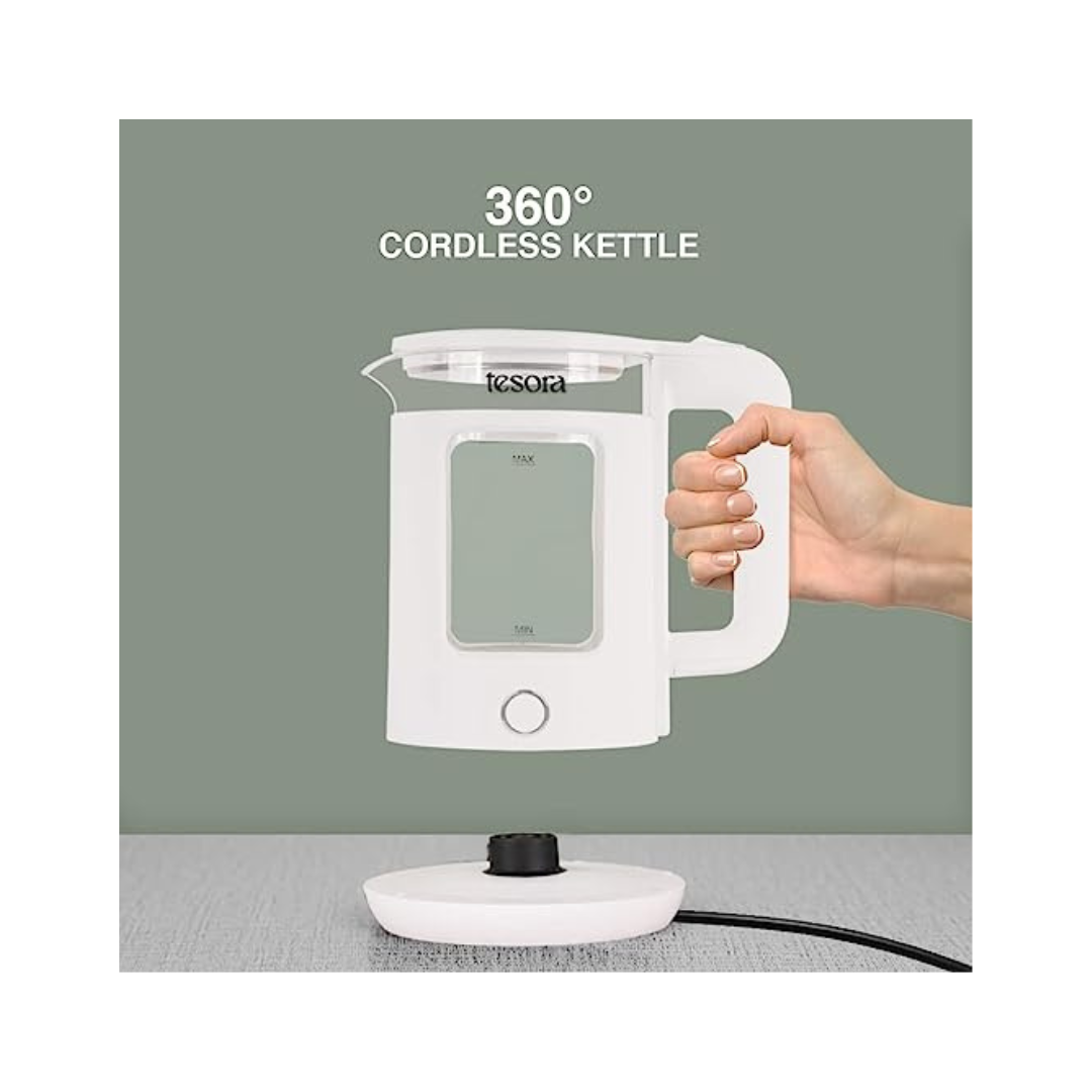Tesora Electric Borosilicate Glass Kettle | White