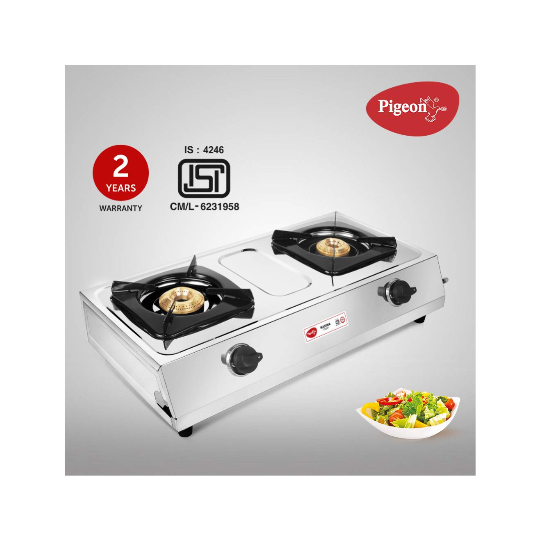 Pigeon Stainless Steel LPG Stove Maxima | 2 Burner | Gas Stove |