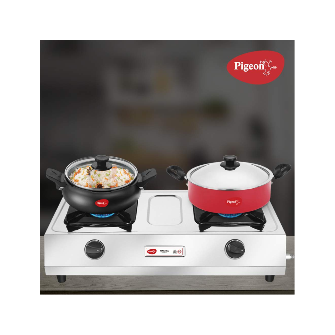 Pigeon Stainless Steel LPG Stove Maxima | 2 Burner | Gas Stove |