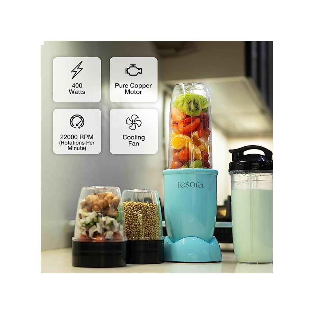 Tesora Nutri-Flash 400W Mixer, Grinder & Blender | Blue