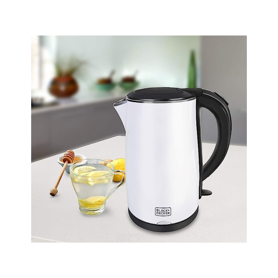 BLACK+DECKER Double Protection Electric Kettle | White | 1.7 Litre |