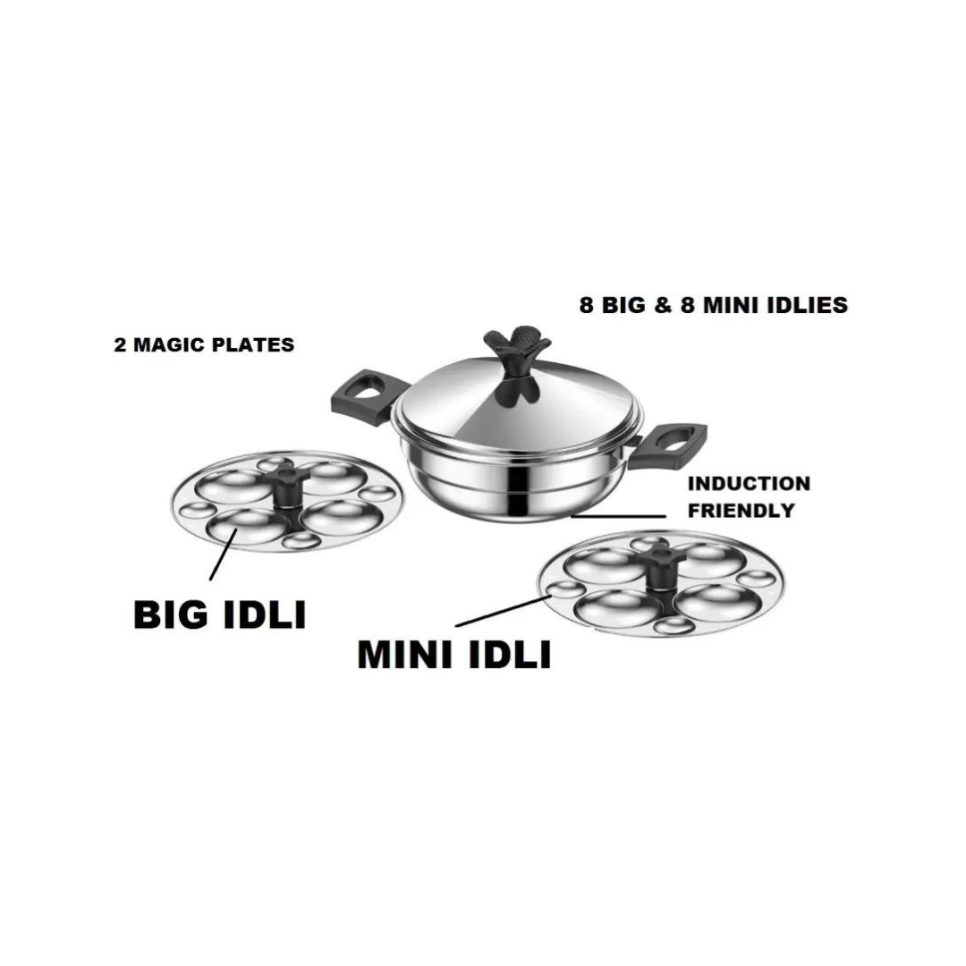 Tallboy Stainless Steel Idli Maker | 2 Idli Plates | Silver |