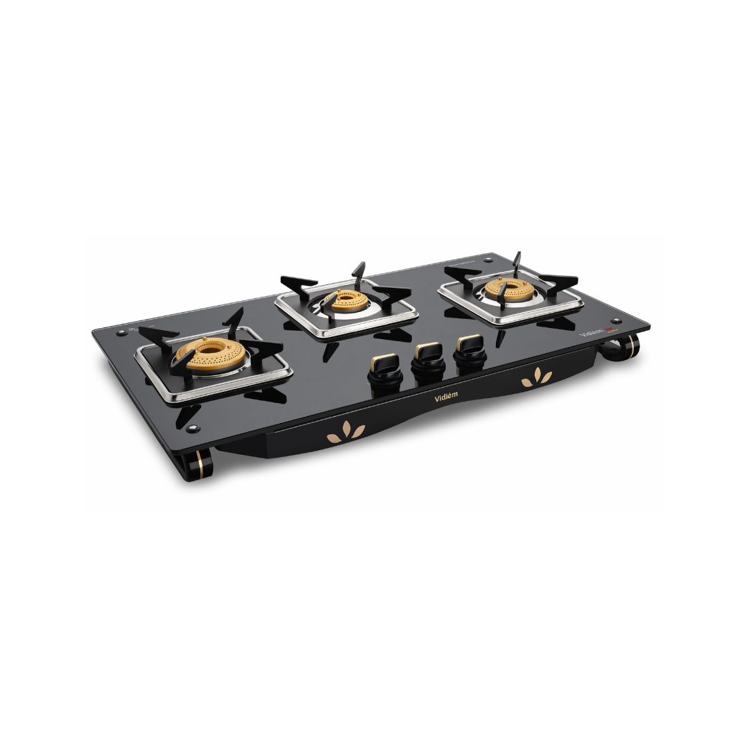 Vidiem AIR GOLD 3 Burner Gas Stove + Get a ZAP Kettle Worth Rs. 1422/- FREE