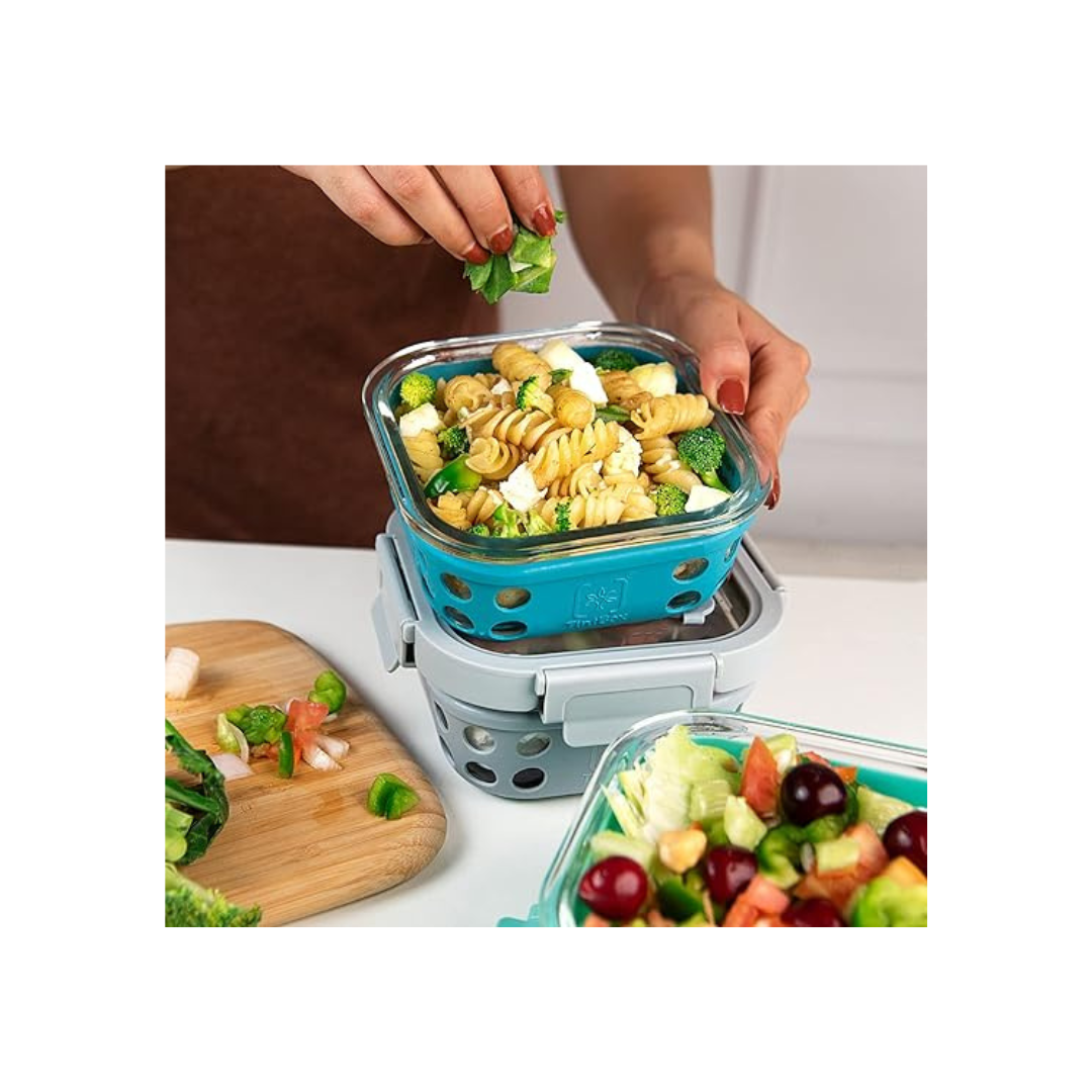 TintBox Glass Lunch Box with Glass Lid | Marine Grey | 500ml |