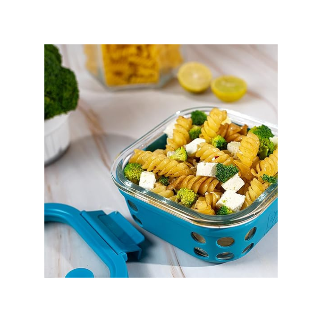 TintBox Glass Lunch Box with Glass Lid | Marine Grey | 500ml |
