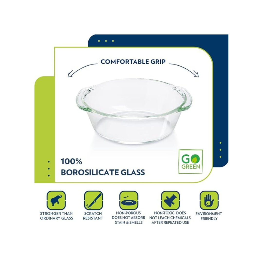 Buy Borosil Glass Casserole - Glass Lid | Set of 3 | (700ml + 1 Litre + 1.5 Litre)