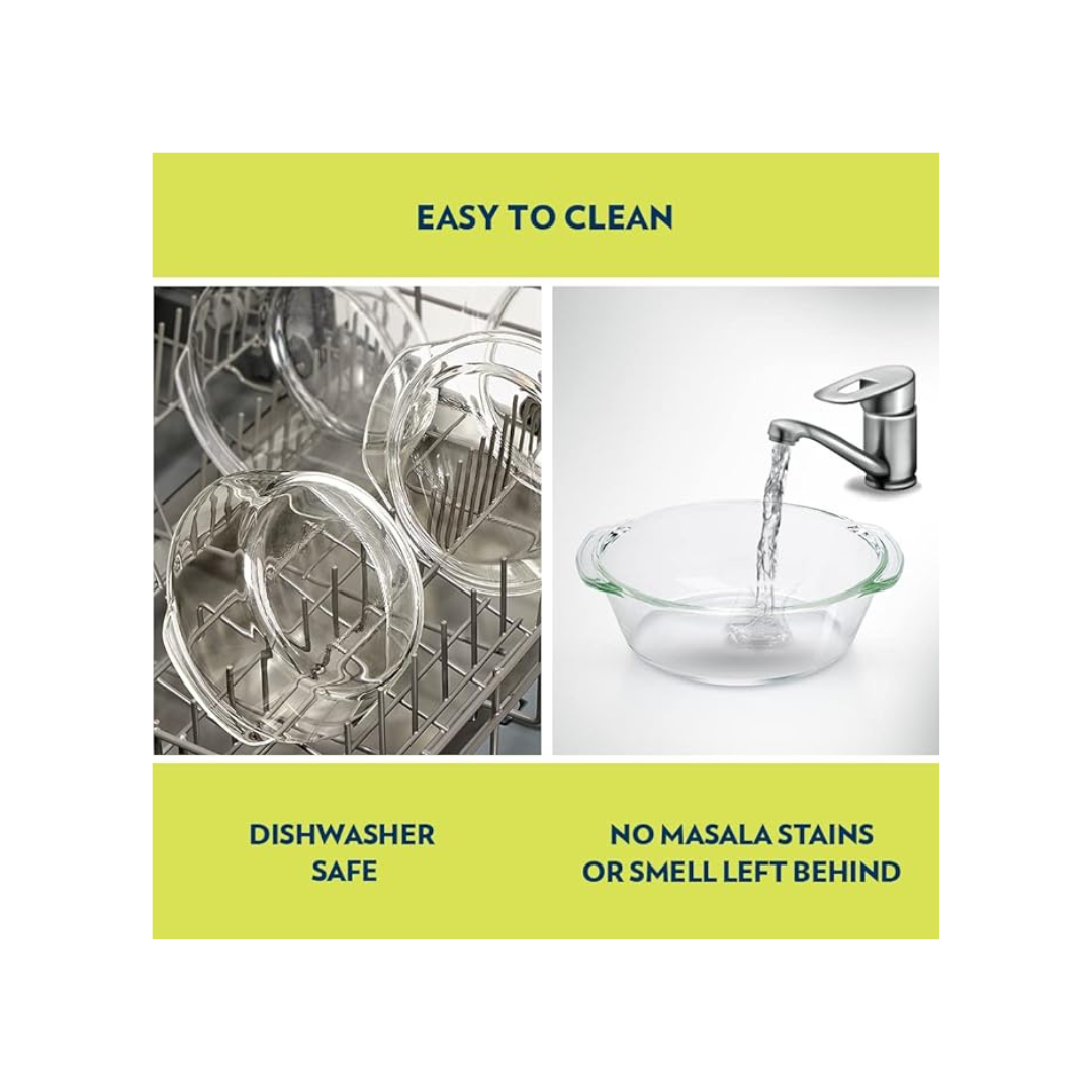 Buy Borosil Glass Casserole - Glass Lid | Set of 3 | (700ml + 1 Litre + 1.5 Litre)