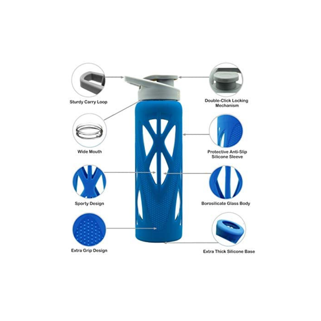 TintBox Borosilicate Glass Bottle | Power Blue |