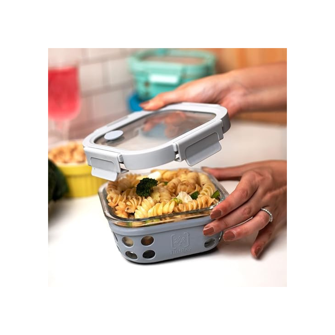 TintBox Glass Lunch Box with Glass Marine Grey | 500ml |
