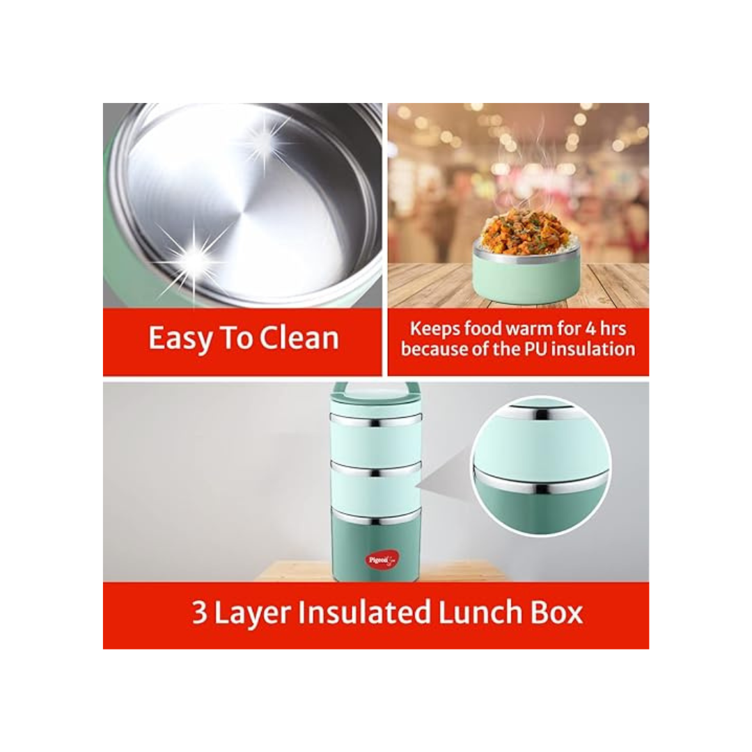 Pigeon Thermo Warm & Fresh-Fresh Tiffin Box 3- Green