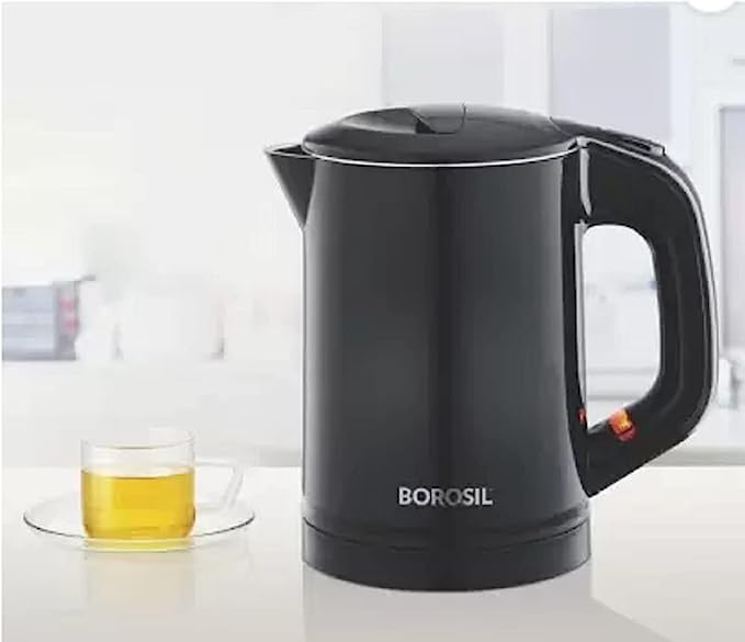Borosil Eva Cool Touch Stainless Steel |0.6 Ltr| Black |