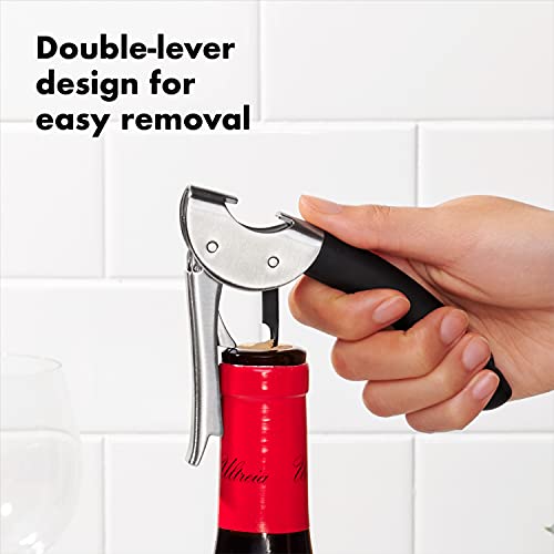 OXO Steel Double Lever Waiter's Corkscrew | Silver/ Black |
