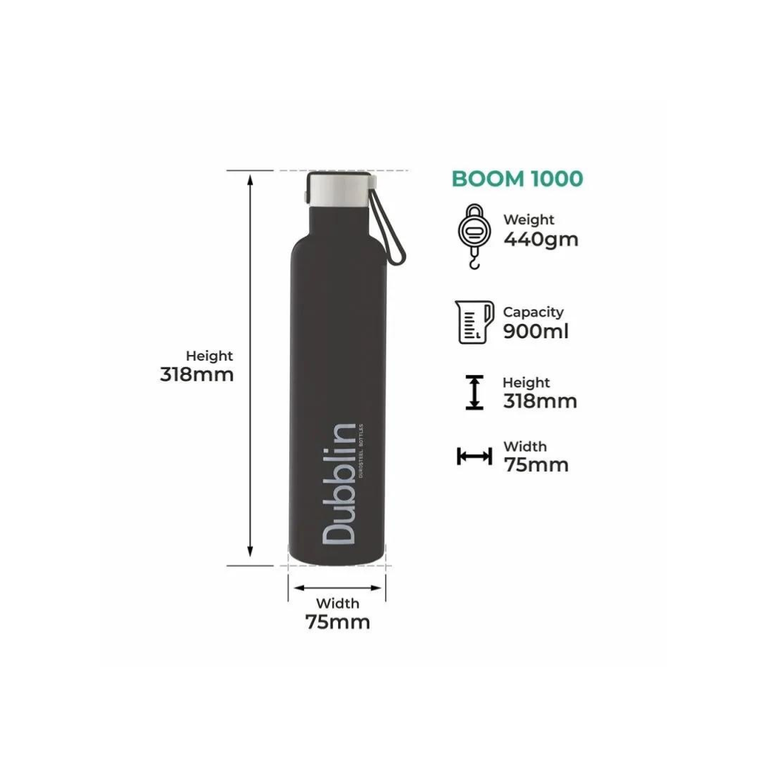 Dubblin Stainless Steel Boom Water Bottle | 1000ml | Black |