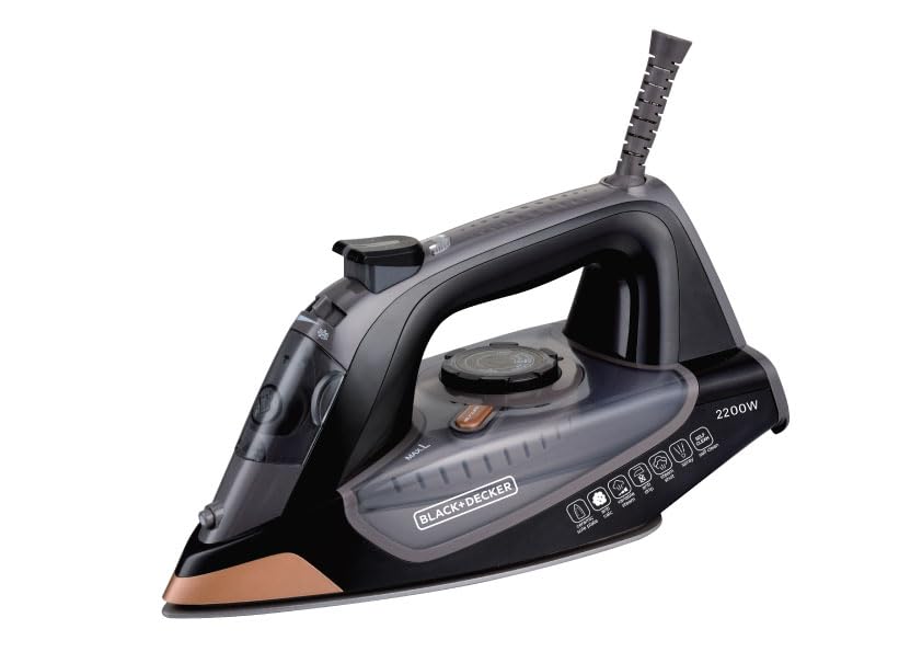 Black+Decker 2200-Watt Steam Iron with Ceramic Sole Plate | Black | Non-Stick Ceramic Sole |