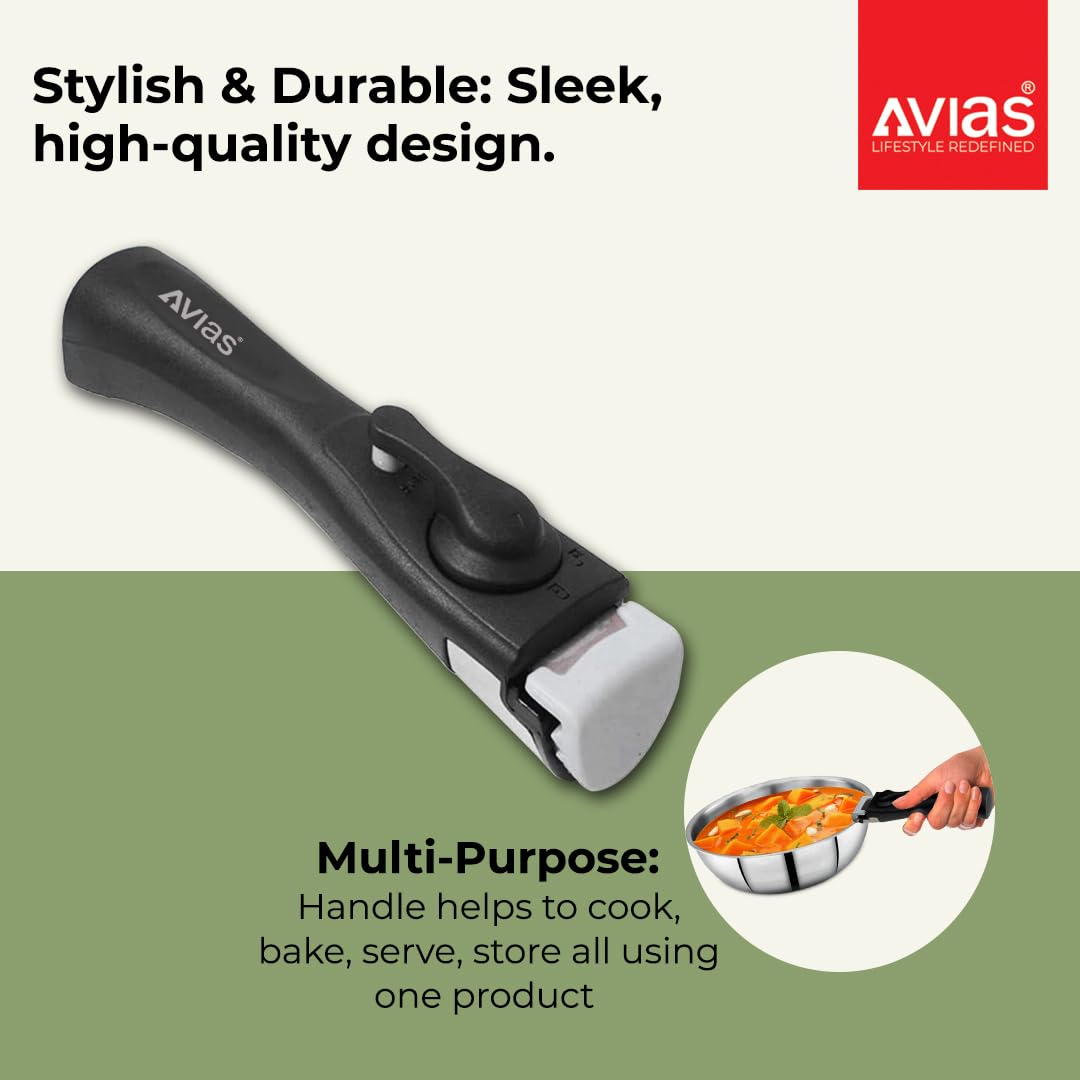 Avias Detachable Cookware Handle | Removable Pan Handle | Black |