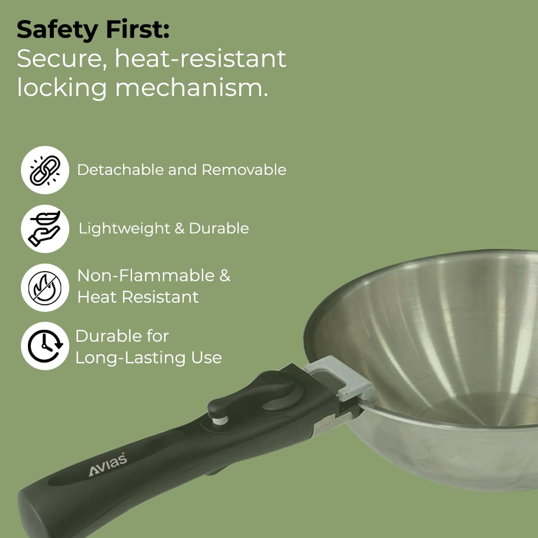Avias Detachable Cookware Handle | Removable Pan Handle | Black |