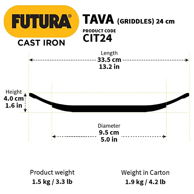 Hawkins Futura Cast Iron Tava 24 cm