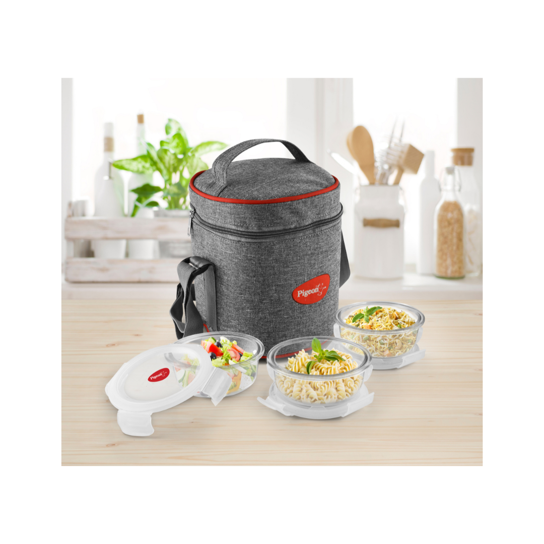 Pigeon Healthy Fresh Glass Lunch Box | Pack of 3 |