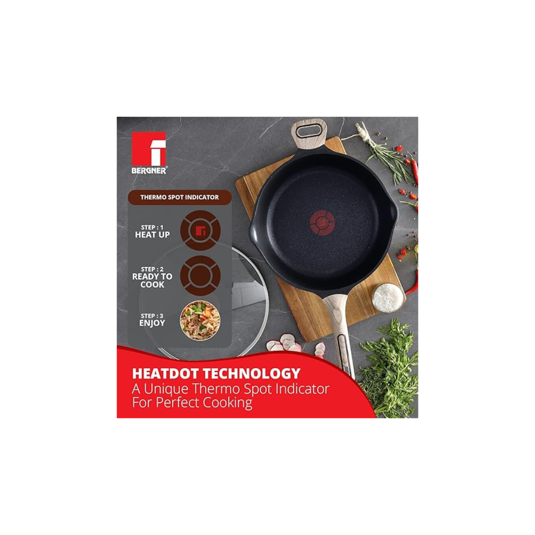 Bergner Non-Stick Deep Frypan with Glass Lid |28cm |3.2L