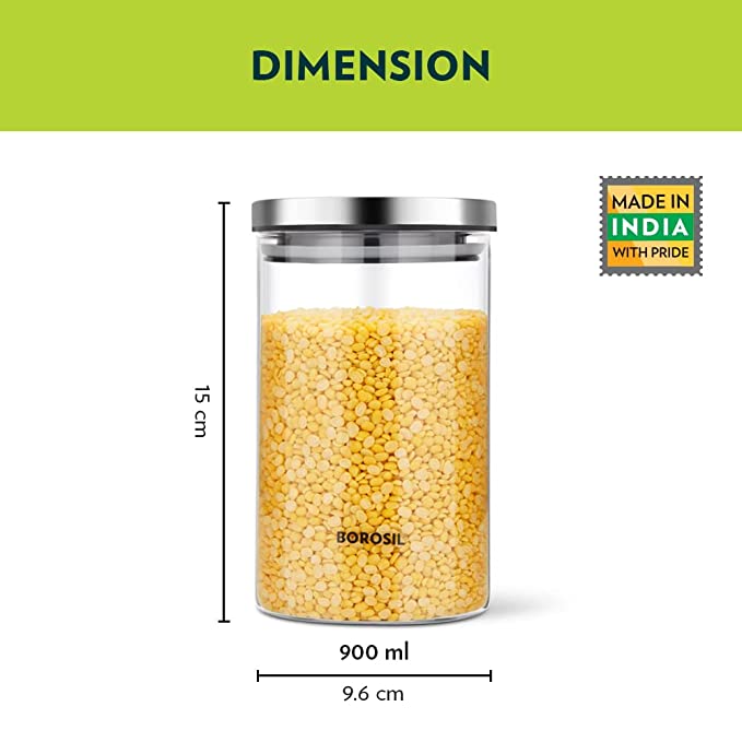 Buy Borosil Classic Glass Jar Air Tight Storage Container |900 ml|