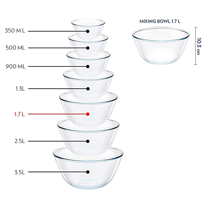 Borosil 3.5 ml Mixing & Serving Glass Bowl