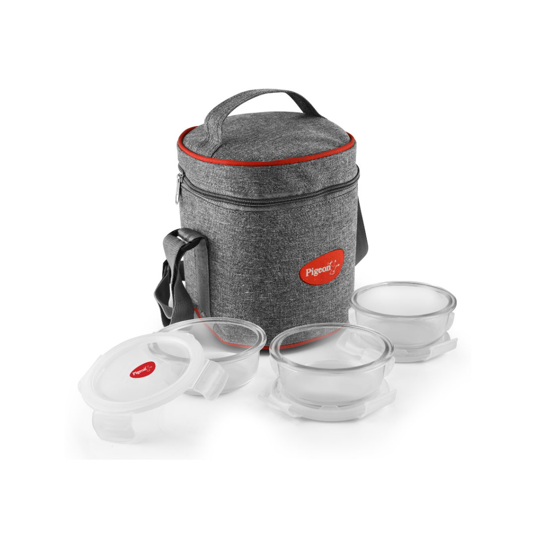 Pigeon Healthy Fresh Glass Lunch Box | Pack of 3 |