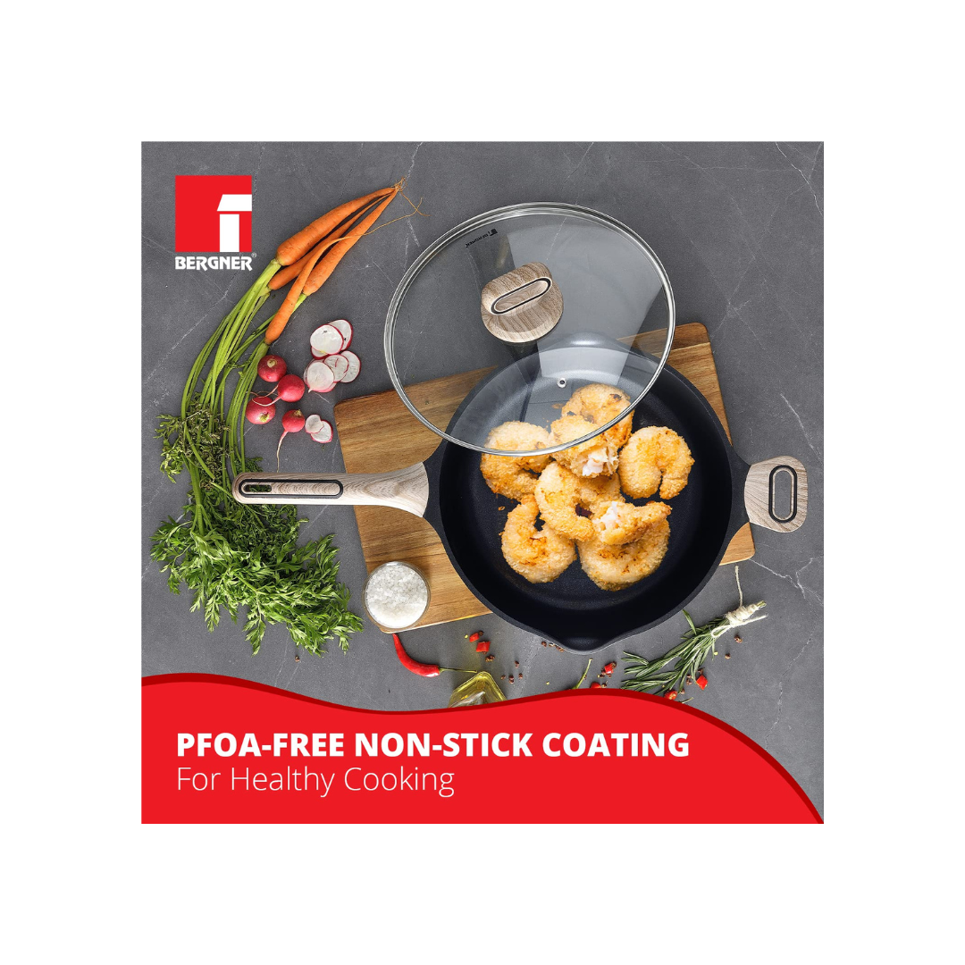 Bergner Non-Stick Deep Frypan with Glass Lid |28cm |3.2L