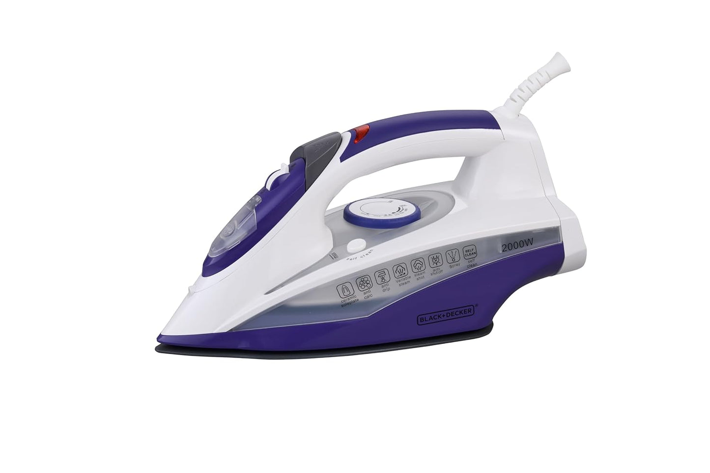 Black + Decker 2000W Steam Iron Press with Auto Shut Off | Blue + White |