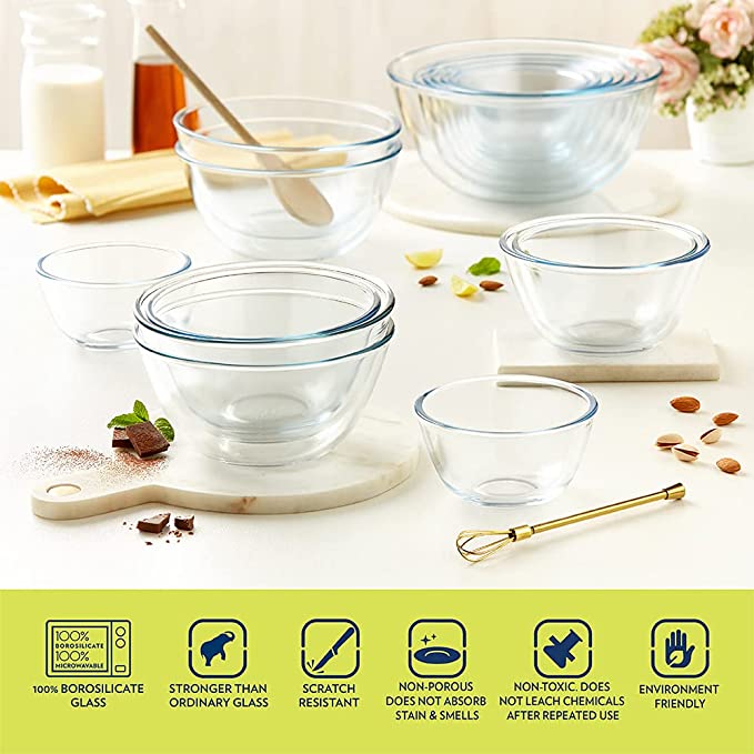 Buy Borosil 1.3 Litre Mixing & Serving Glass Bowl