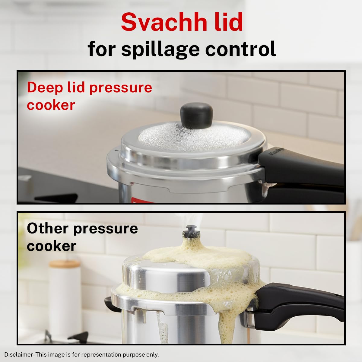 Prestige Popular Aluminium Pressure Cooker | 4 Litre | Deep Lid for Spillage |
