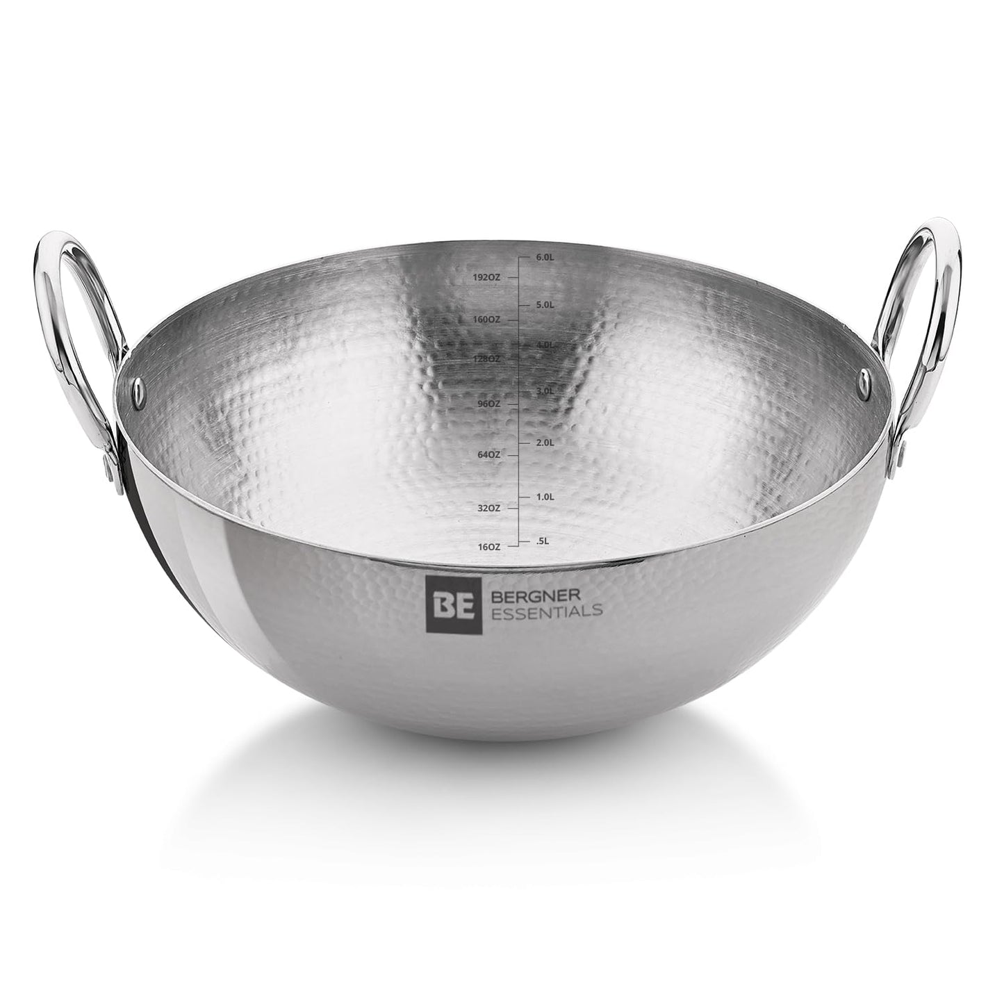 Bergner Essentials Hammered Kadai | Food Safe | Sturdy & Durable | Easy to Clean |