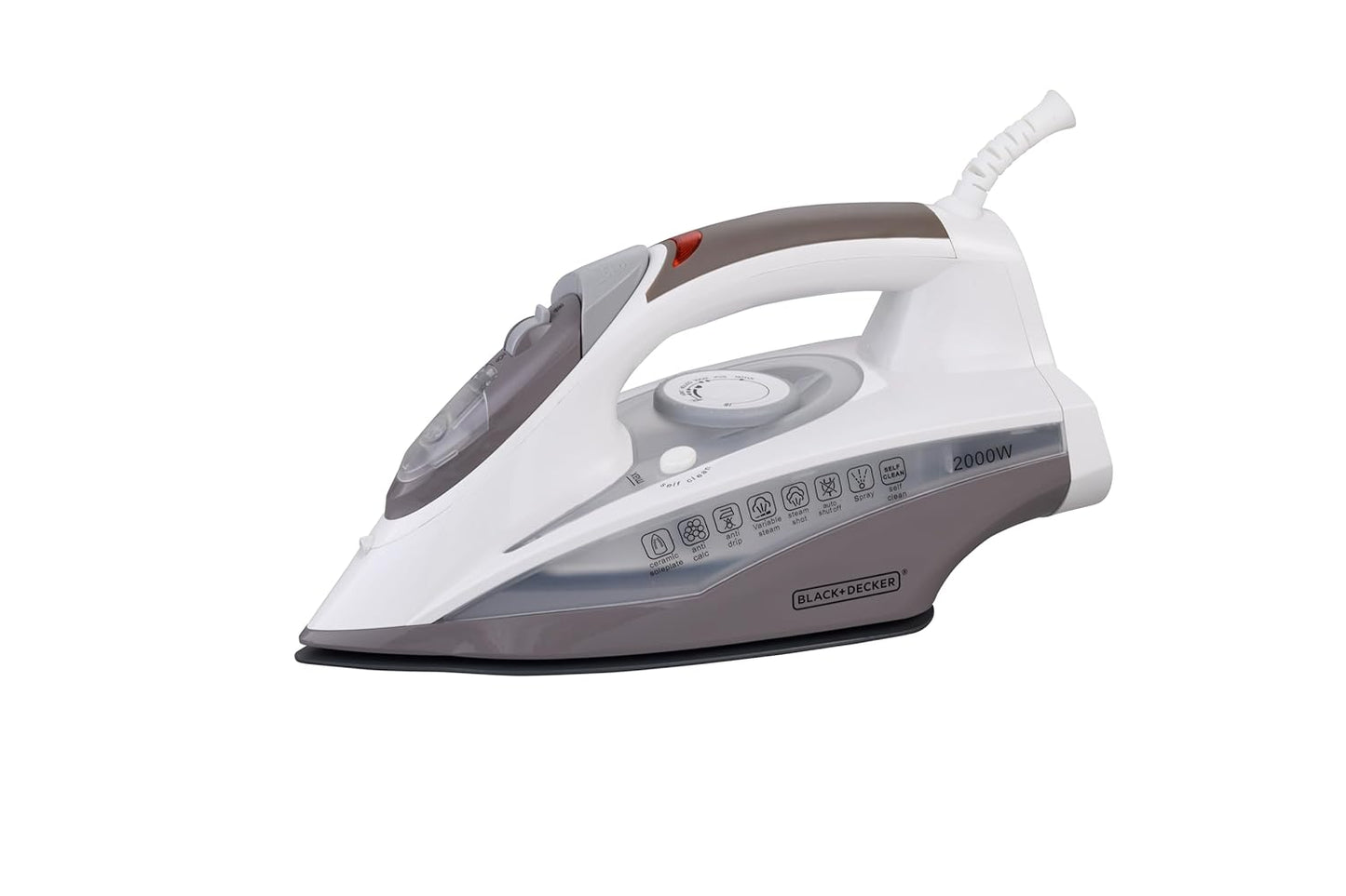 Black + Decker 2000W Steam Iron Press with Auto Shut Off | Grey + White |