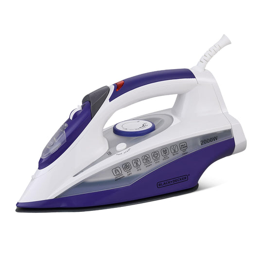 Black + Decker 2000W Steam Iron Press with Auto Shut Off | Blue + White |