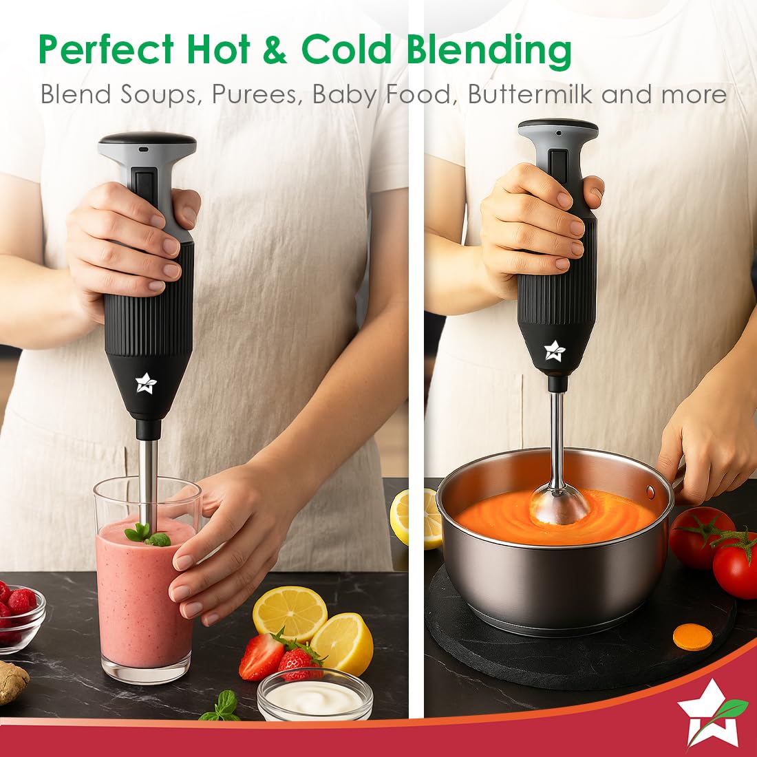 Wonderchef Primary Plus Hand Blender | 250W | 2 Years Warranty | Black | - Infinia Home and Kitchen