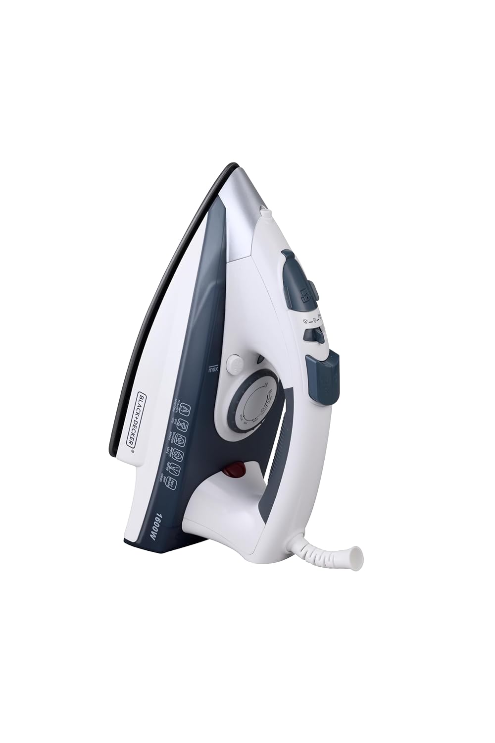 Black+Decker Steam Iron | 1600 Watts | Grey + White | Non-Stick Ceramic Sole |