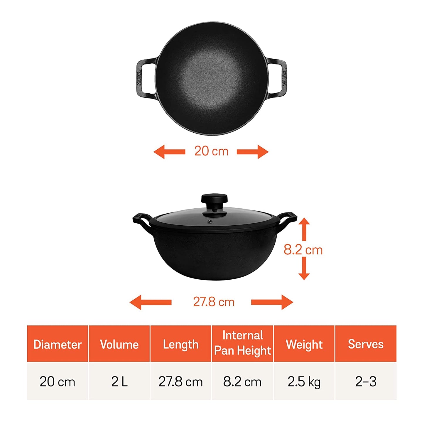 Meyer Pre Seasoned Cast Iron Kadai