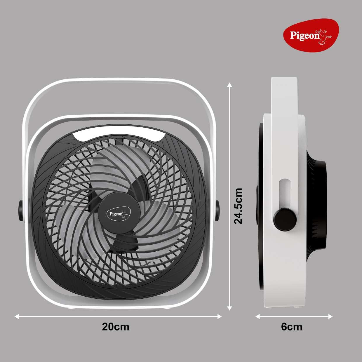 Pigeon Aura Portable Mini Fan | Rechargeable Battery | USB Charging | 360° Rotation |