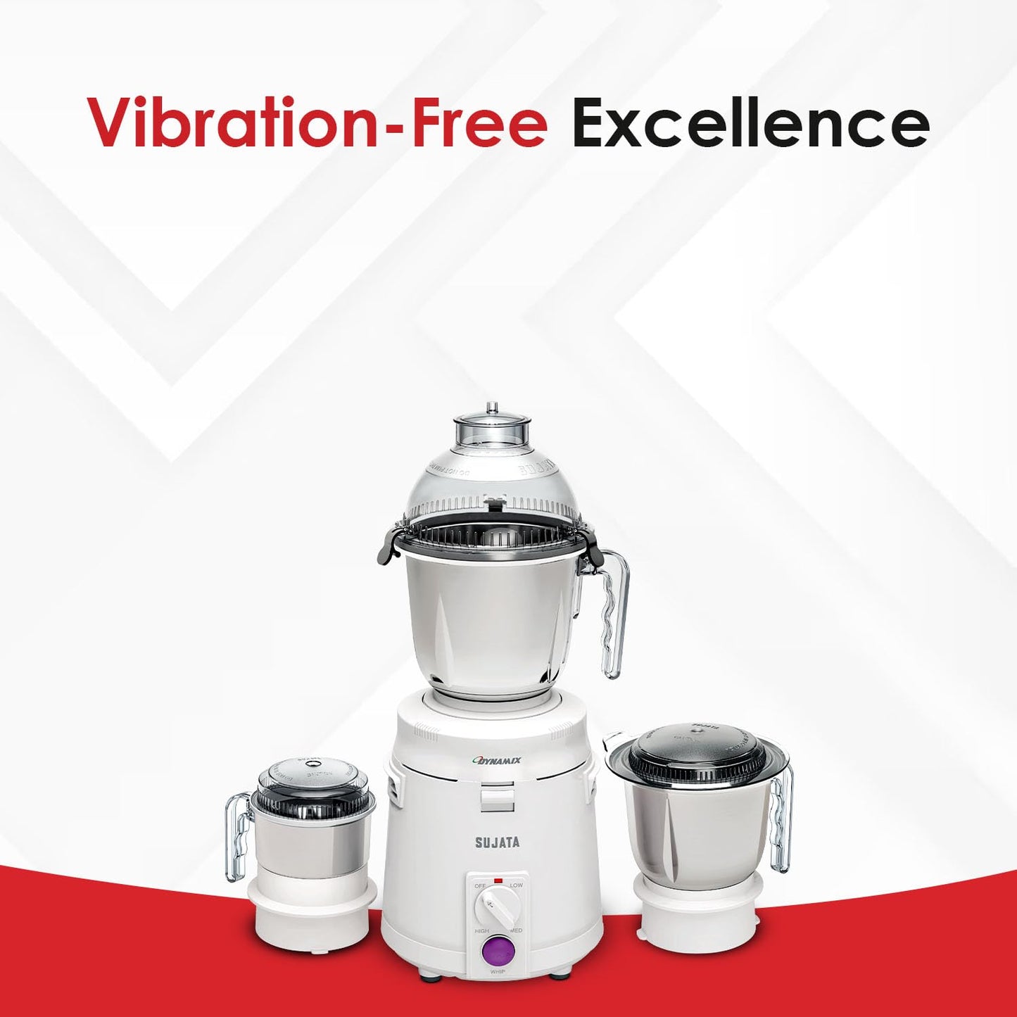 Sujata Dynamix 900 Watts Mixer Grinder | 3 Jars | White |