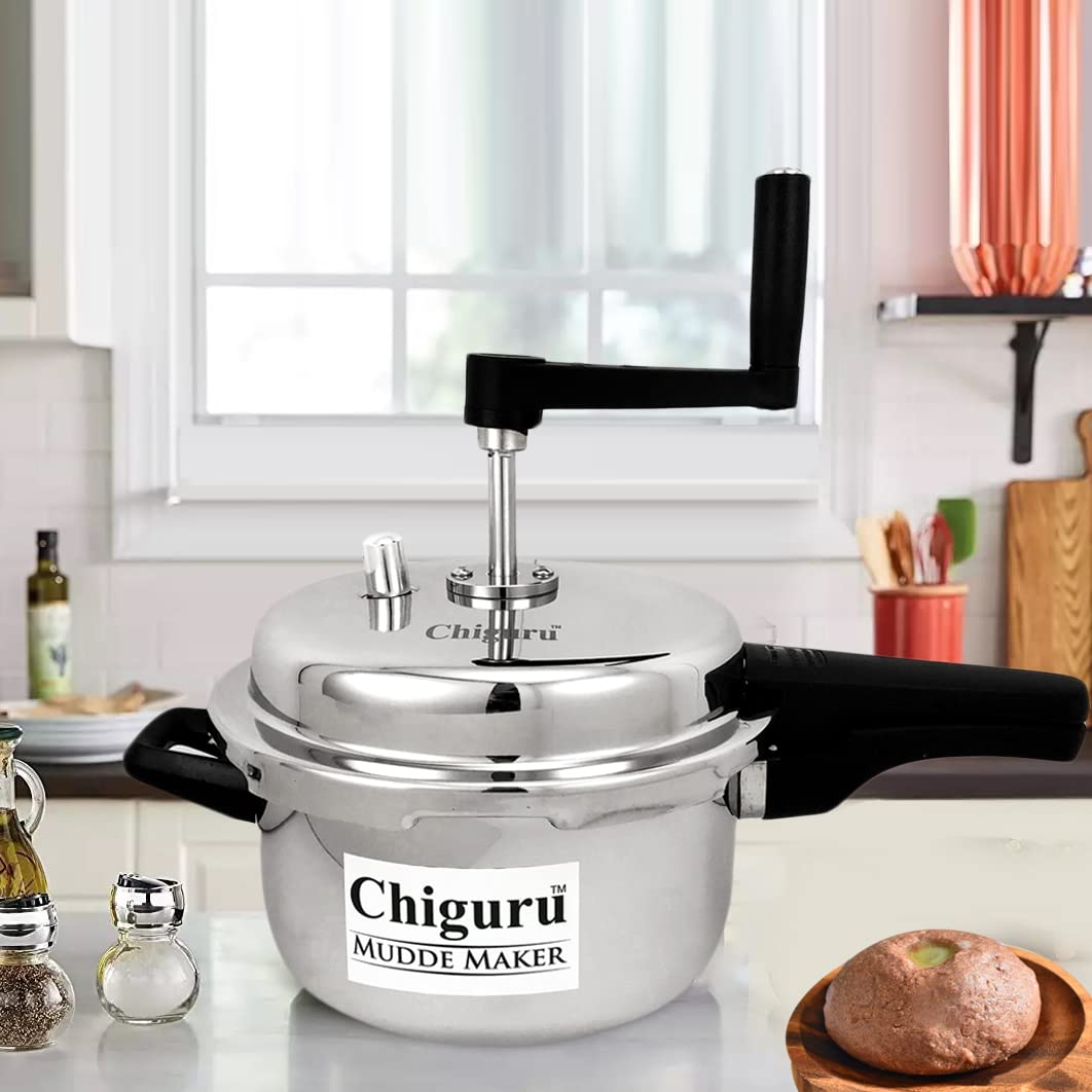 Chiguru Stainless Steel Mudde Maker | 5.5 Litre |Outer Lid | Smooth Operation |