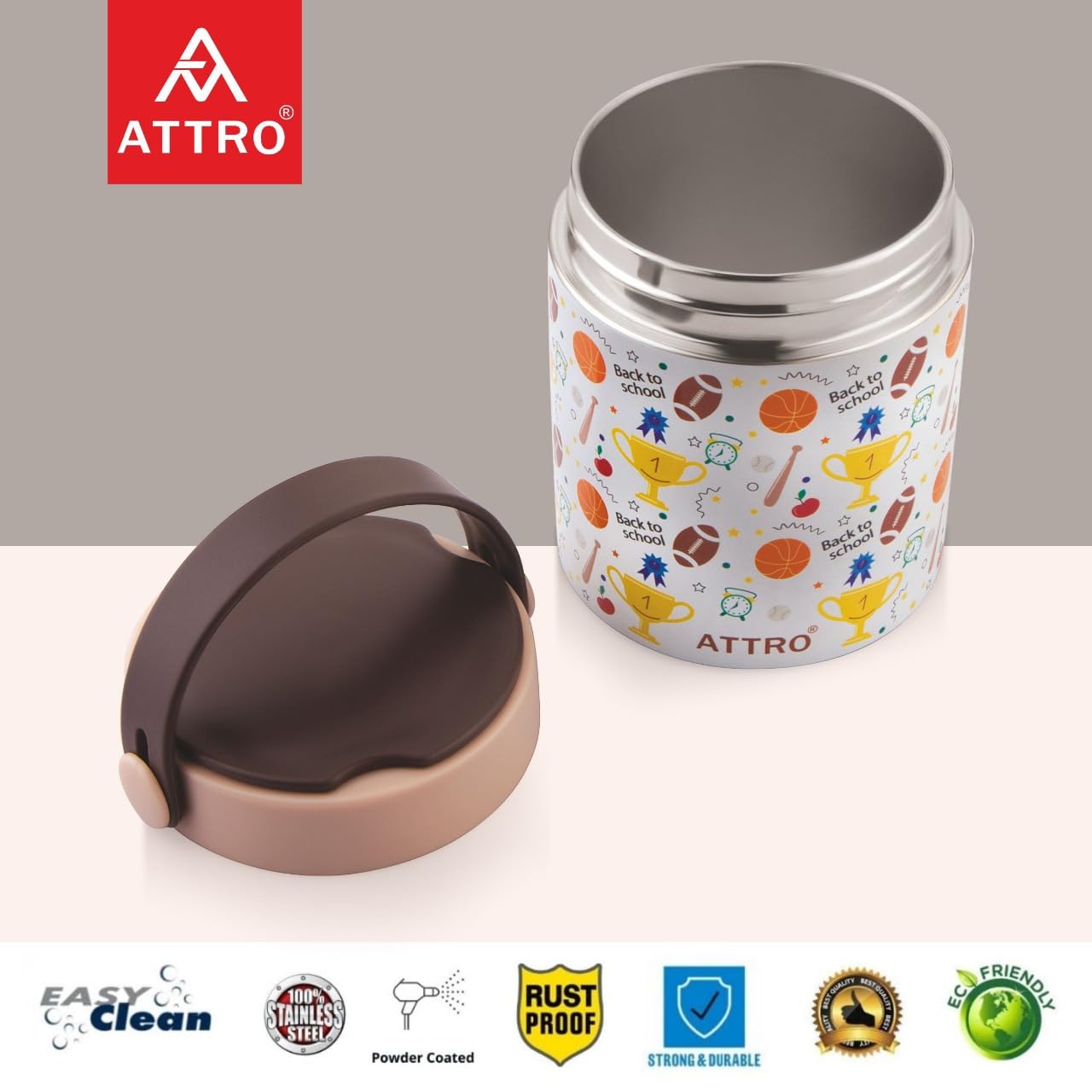 ATTRO Happy Go Vacuum Insulated Stainless Steel Soup Jar | 500ml |
