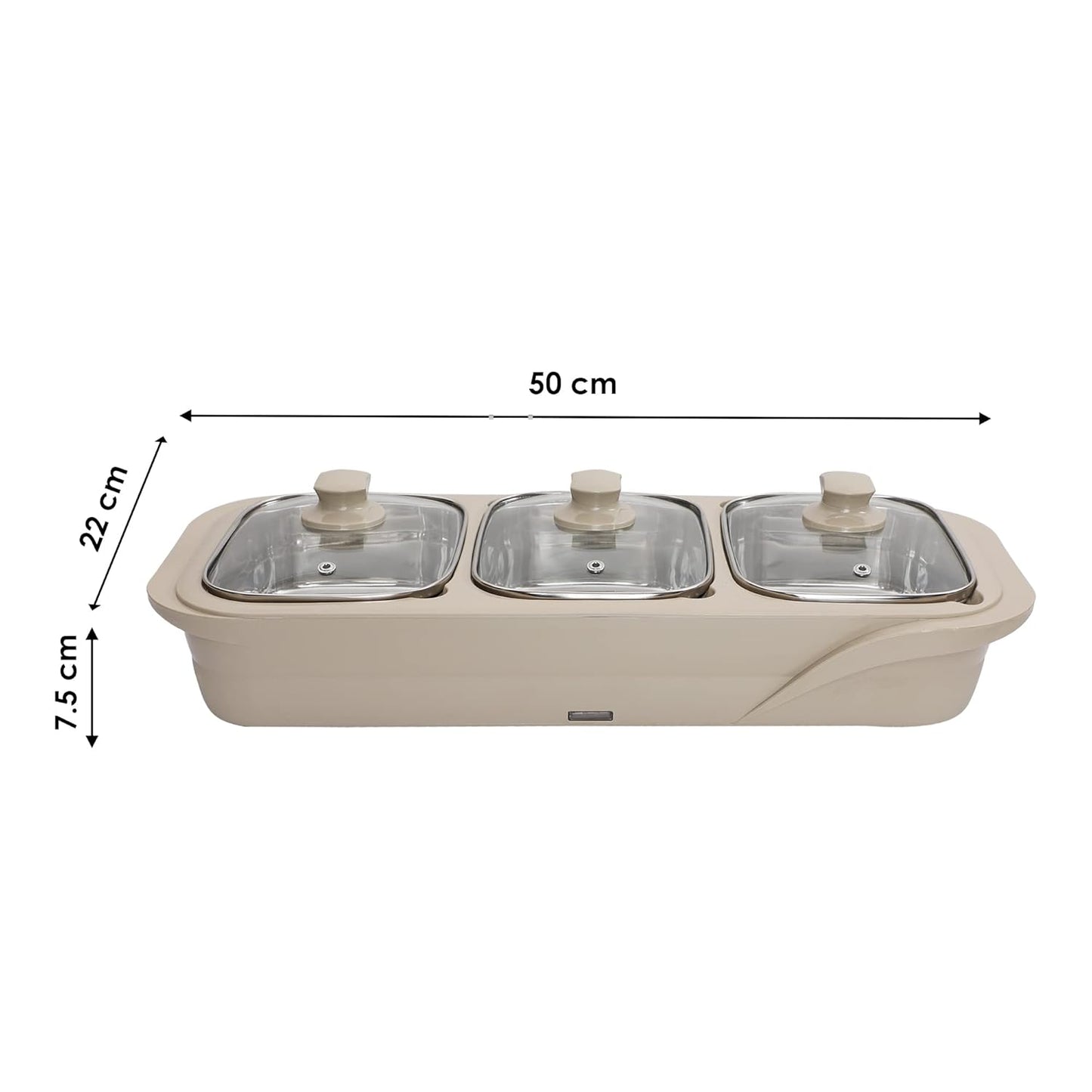Jaypee Plus 3-in-1 Electric Casserole Set | 1000ml x3 Stainless Steel Buffet Server | Beige |