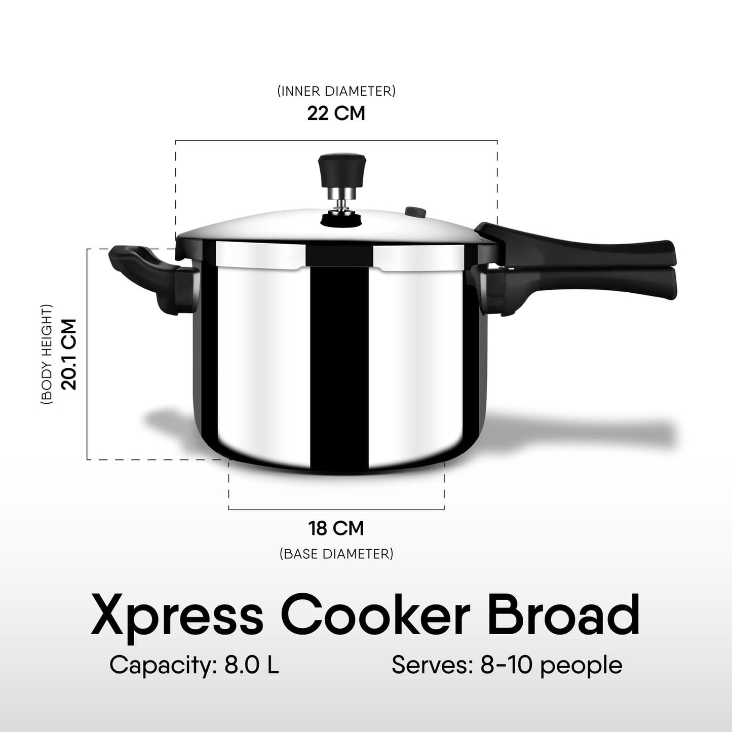 Stahl Xpress Pressure Cooker | 8 Litre | Outer Lid | 5 years Warranty |