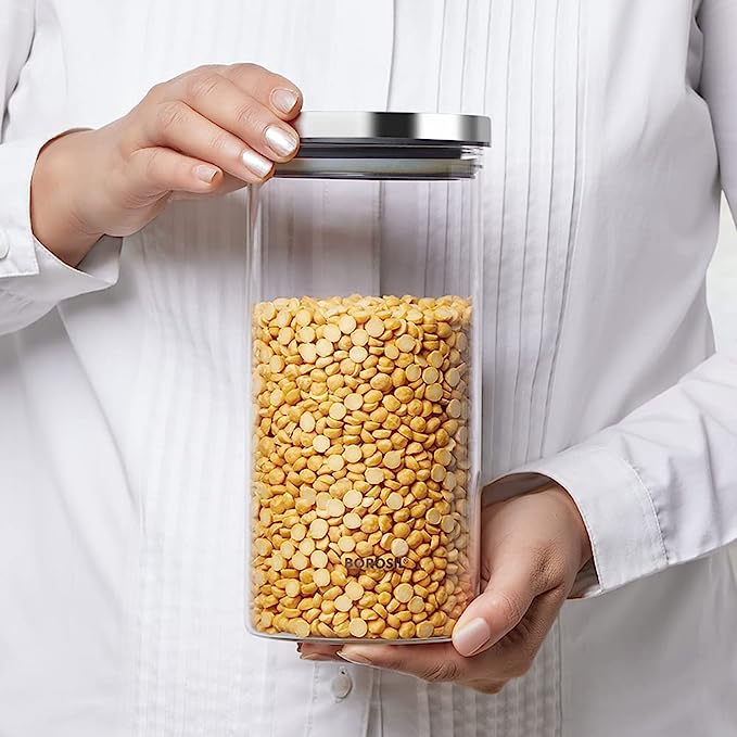 Buy Borosil Classic Glass Jar with Stainless Steel Lid |1200ml|
