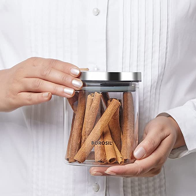 Buy Borosil Classic Glass Jar Air Tight Storage Container |600 ml|