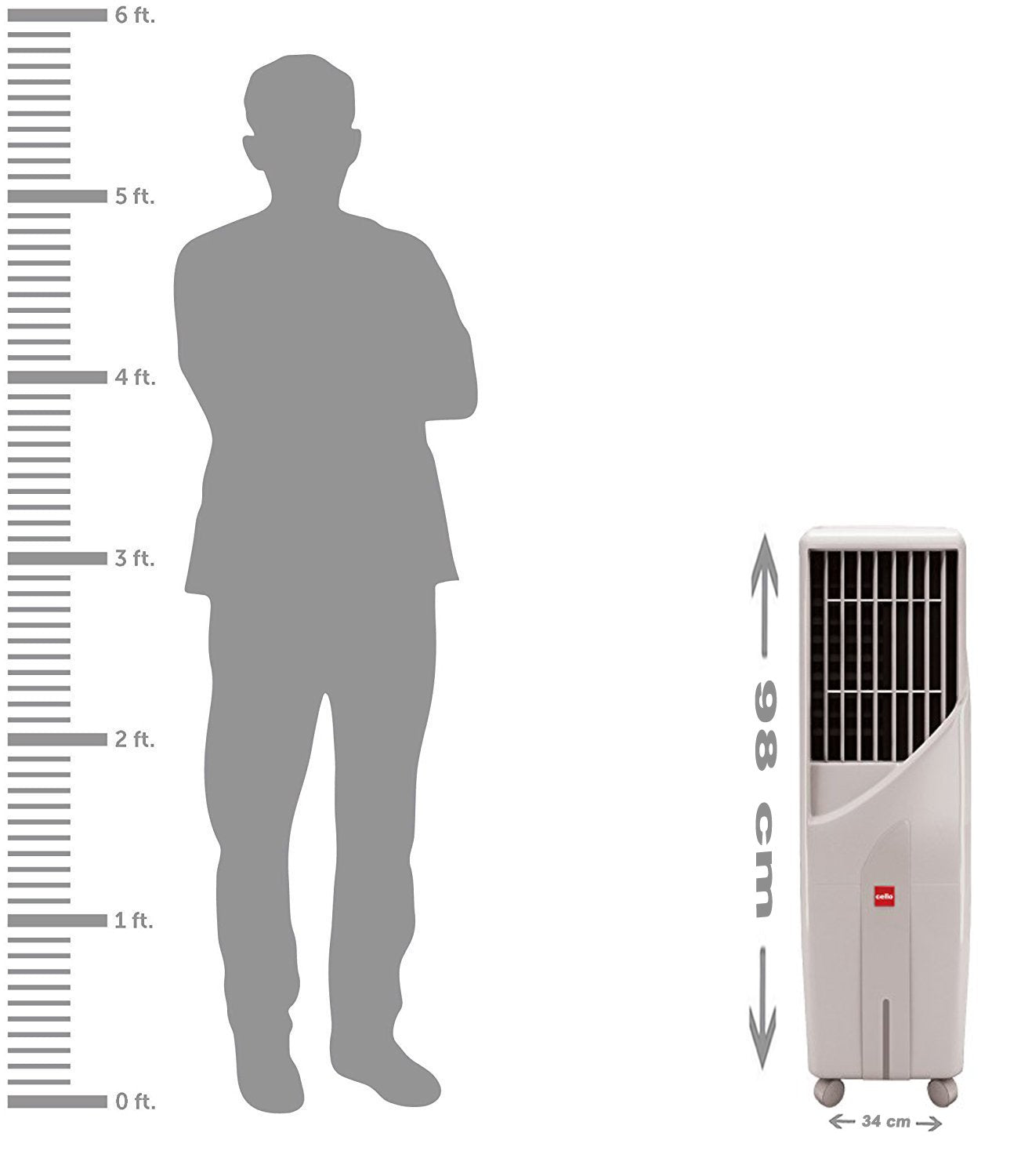 Cello Tower + 25 Air Cooler | Grey | 1 Year Warranty |