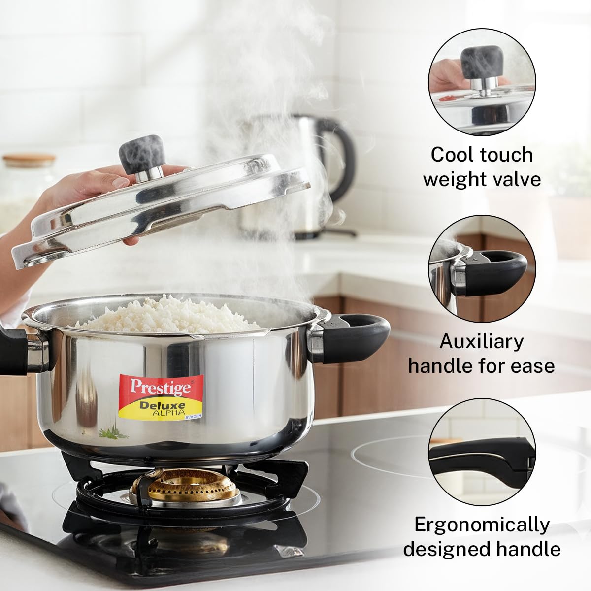 Prestige Deluxe Stainless Steel Alpha Pressure Cooker | 3 Litre | 10 Year Warranty |