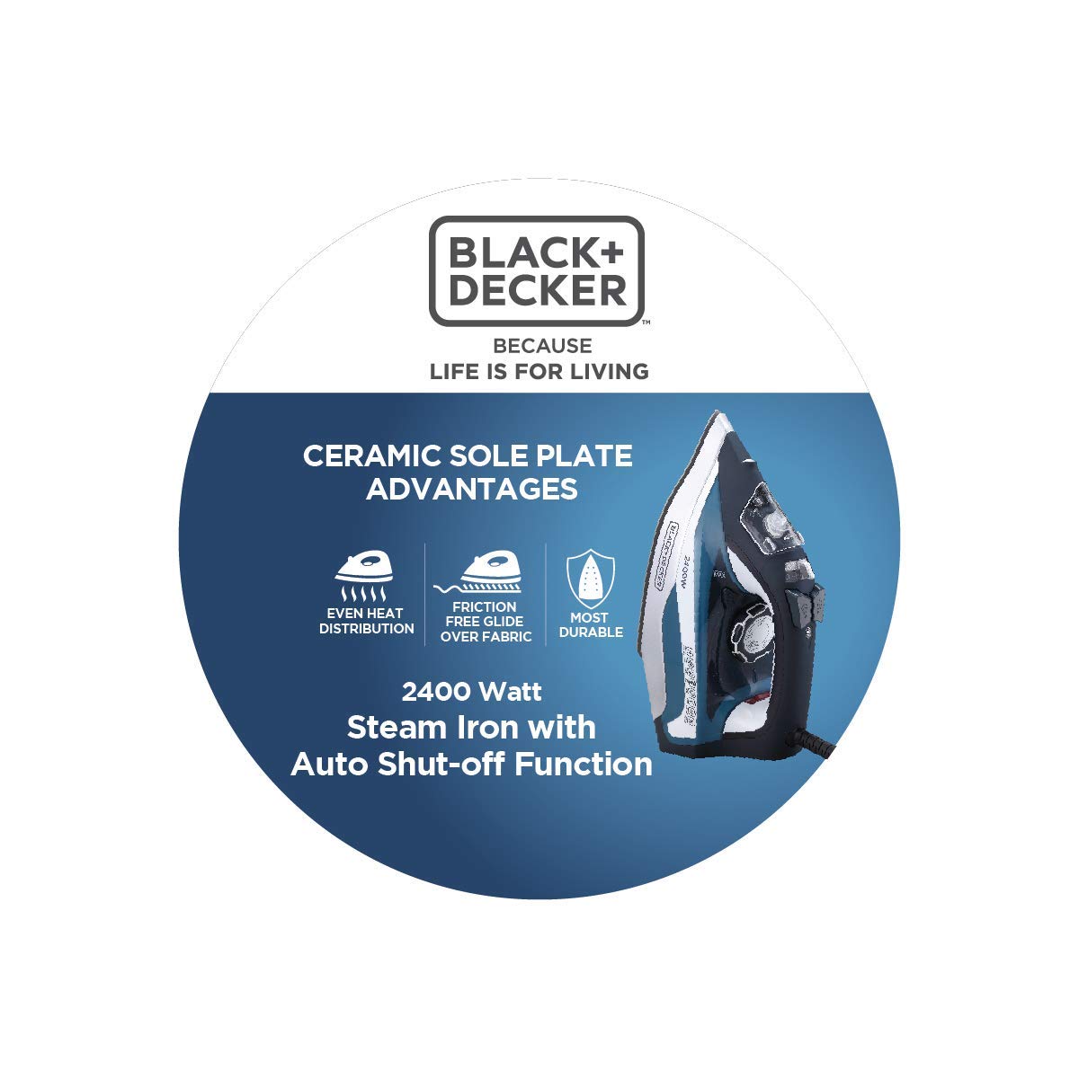 BLACK + DECKER 2400-WATT STEAM IRON WITH AUTO SHUT OFF | BLUE |