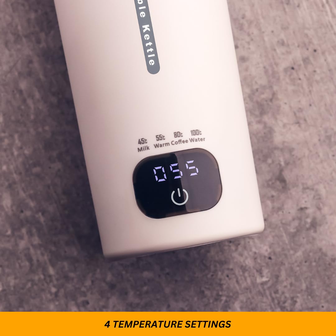 Brewine Portable Kettle | 400 ml | White | Multi-Temp-Setting | Digital Display | 300W |