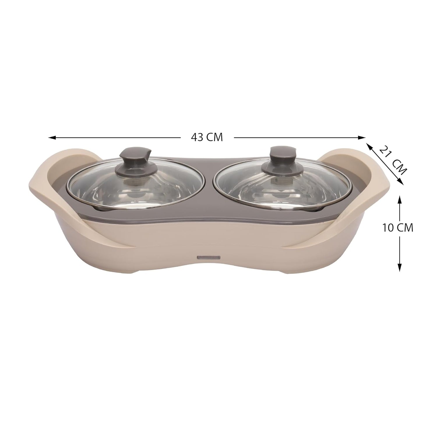 Jaypee Plus 2-in-1 Stainless Steel Electric Casserole Set | 1150ml x2 | Food Warmer & Buffet Server | Beige |