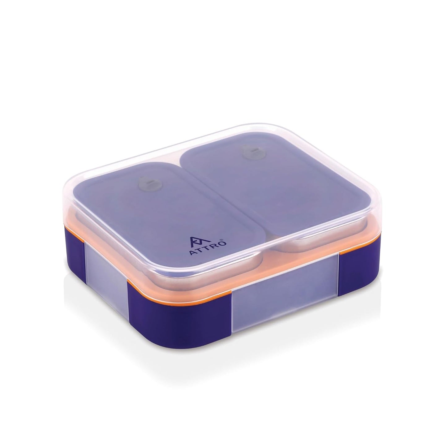 Attro Admire 2 Compartment SS Lunch Box | Removable Containers with Lids |